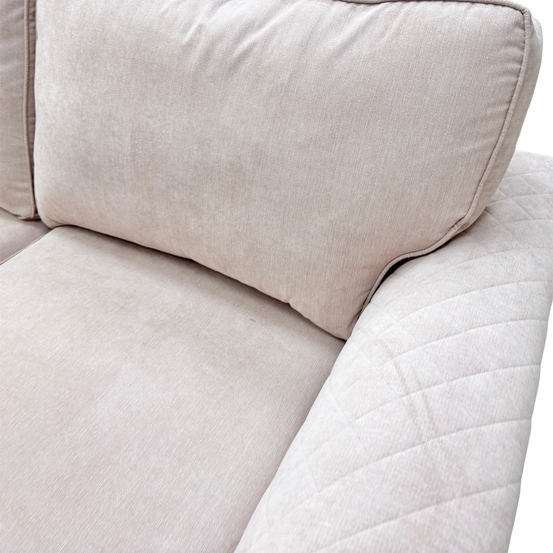 'Orka' Old Rose Plaza Linen Fabric Large 2 Seater Deluxe Sofa Bed