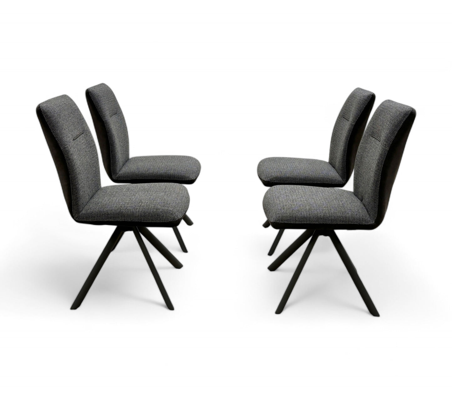 ‘Almeida’ Grey Leather and Fabric Mix Dining Chairs - Set of 4