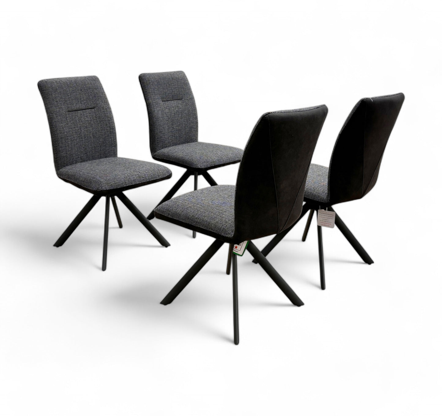 ‘Almeida’ Grey Leather and Fabric Mix Dining Chairs - Set of 4