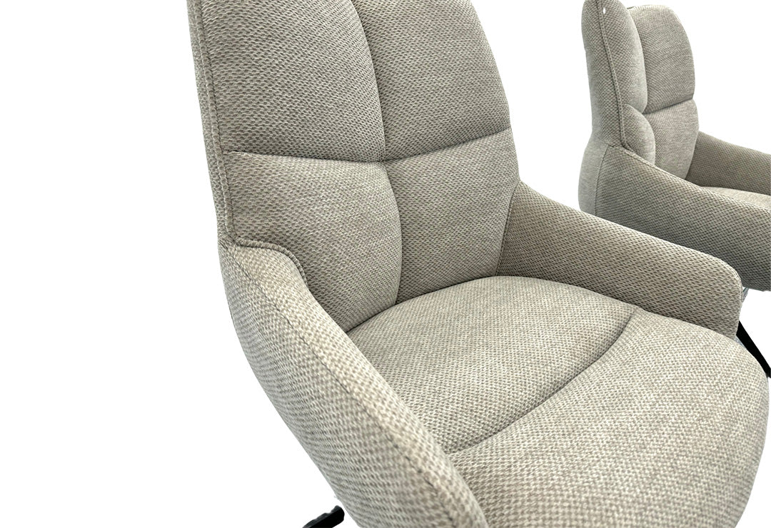 ‘Kiara’ Taupe Soft Fabric Upholstery Set of 4 Fabric Swivel Dining Chairs