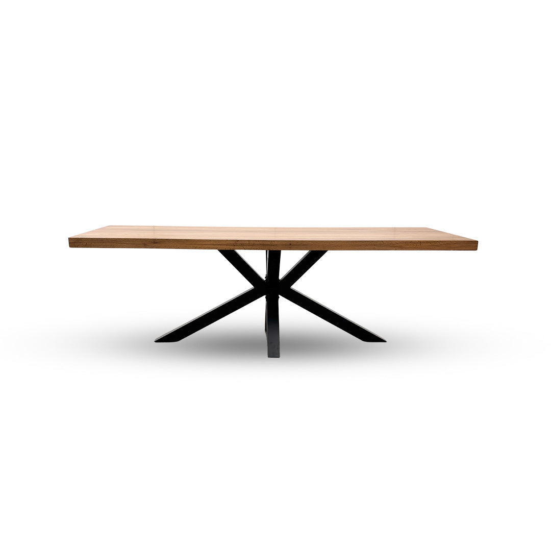 Bodahl 'Terra' 01 Oiled Solid Oak Straight Edge 240cm Dining Table with Metal Star Base Legs