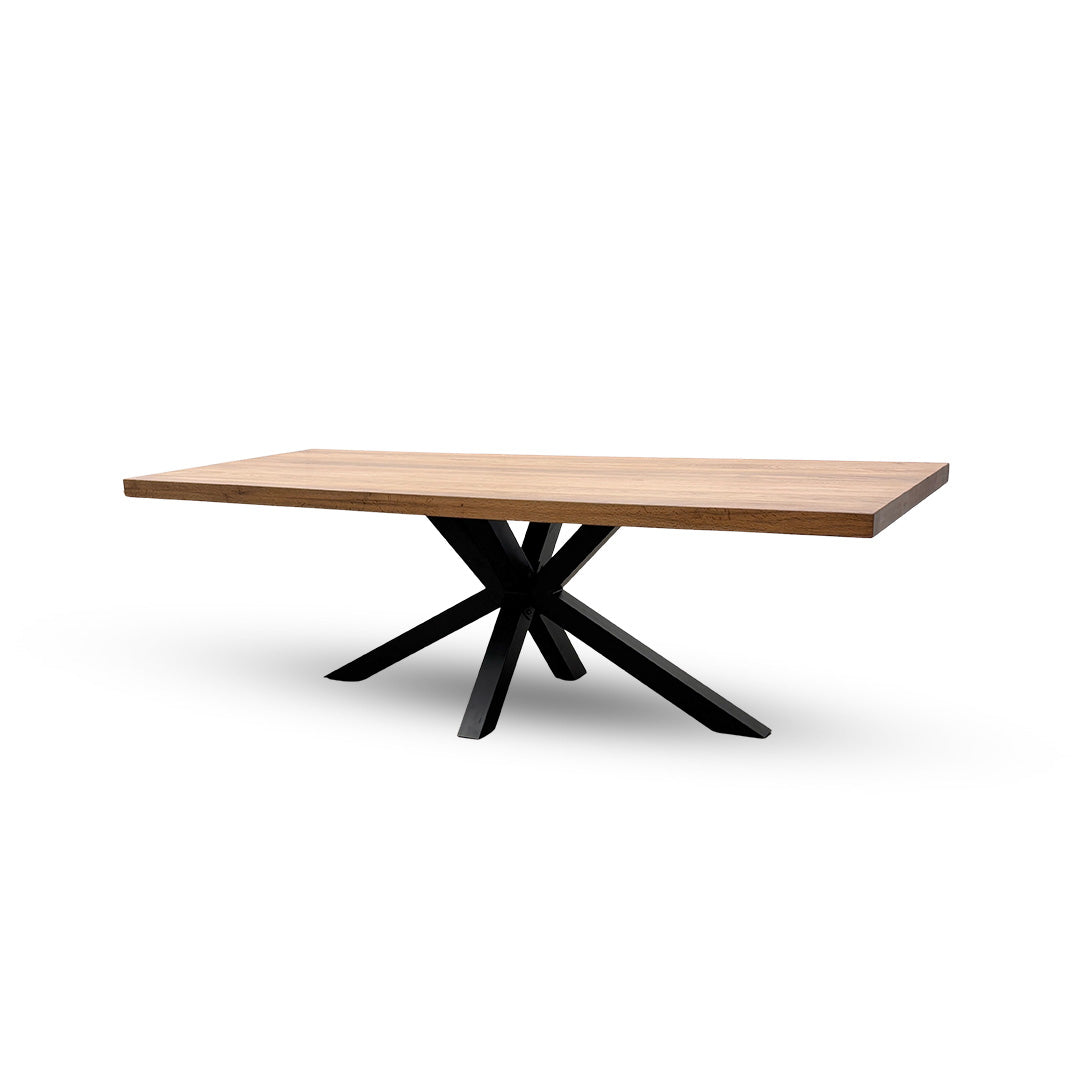 Bodahl 'Terra' 01 Oiled Solid Oak Straight Edge 240cm Dining Table with Metal Star Base Legs