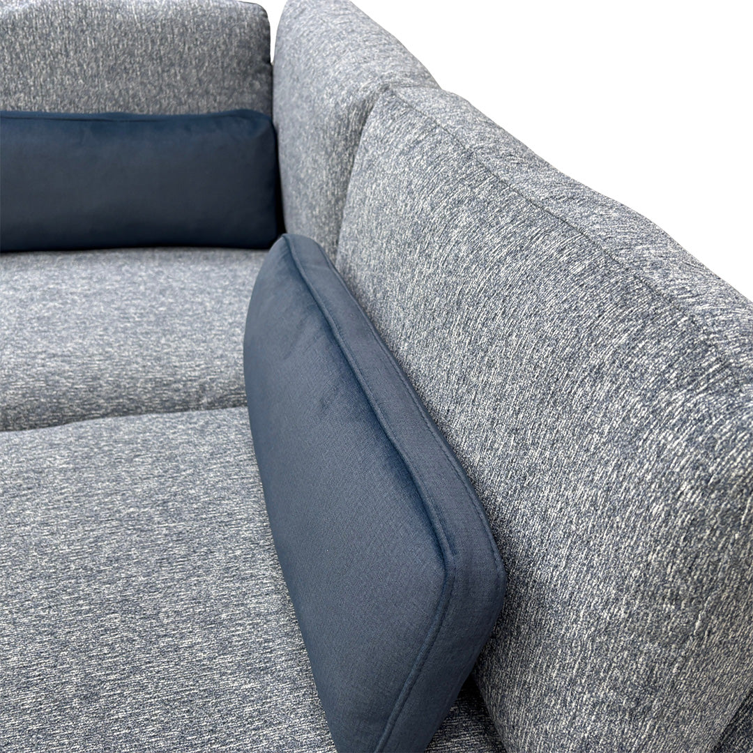 ‘Humphrey’ Denim Blue Fabric 5 Piece Modular Corner Group Sofa with Storage Footstool