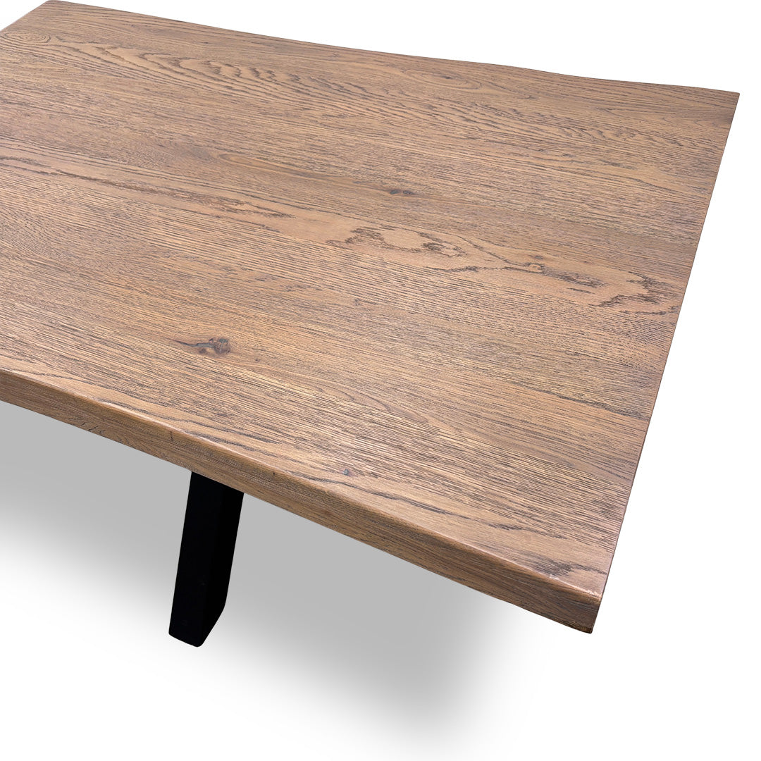 'Mars' Natural Dark Solid Oak Large Live Edge Dining Table