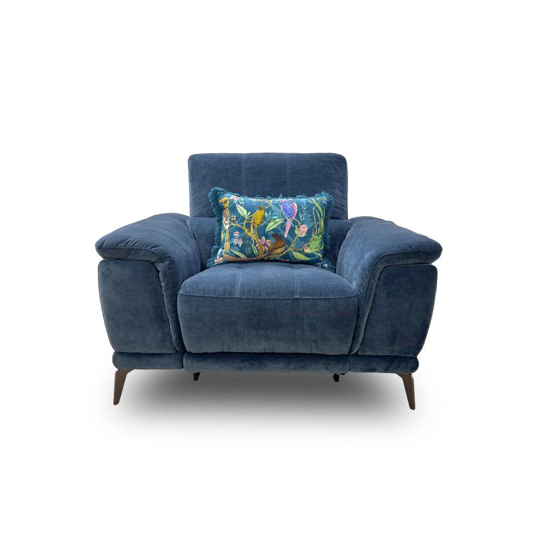 'Lecce' Fab-Can-R330 Steel Blue Fabric Power Recliner Chair with Power Headrest