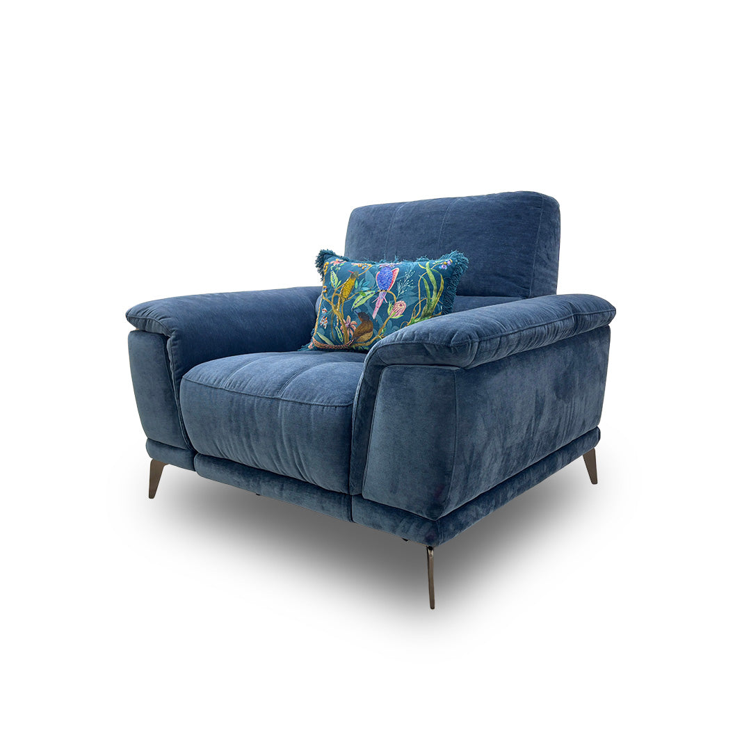 'Lecce' Fab-Can-R330 Steel Blue Fabric Power Recliner Chair with Power Headrest