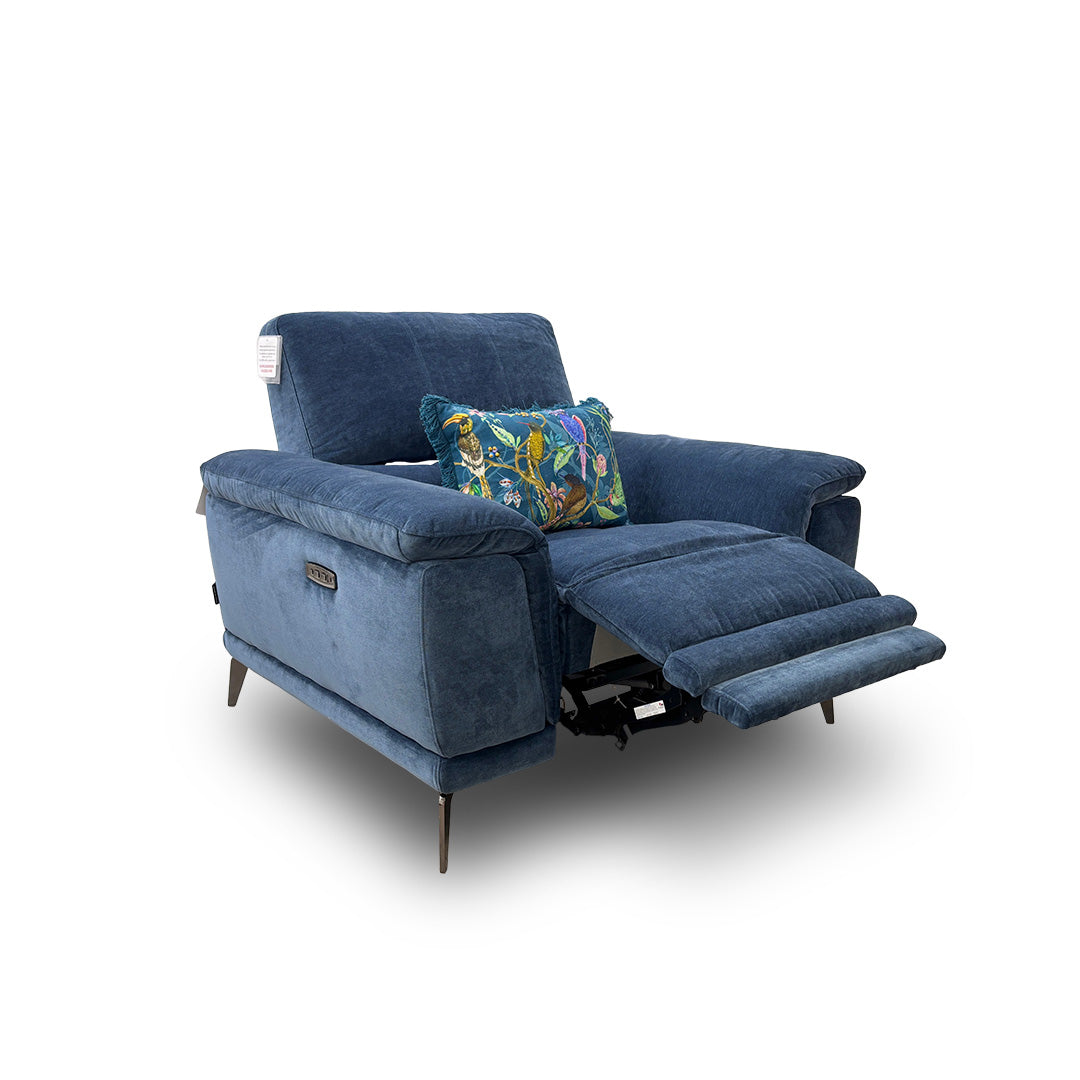 'Lecce' Fab-Can-R330 Steel Blue Fabric Power Recliner Chair with Power Headrest