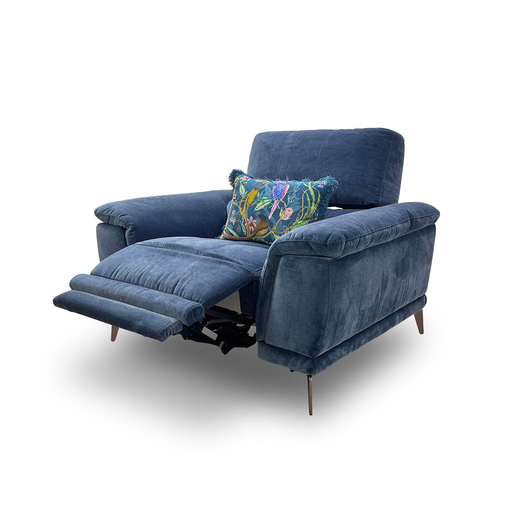 'Lecce' Fab-Can-R330 Steel Blue Fabric Power Recliner Chair with Power Headrest