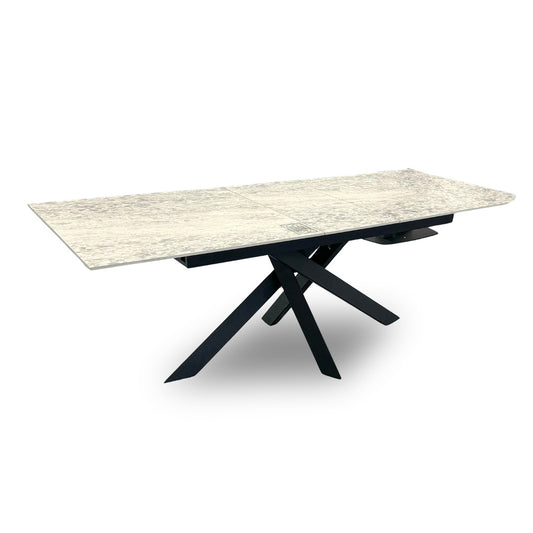 ‘Warrior’ Crystal White Sintered Stone Extending Dining Table