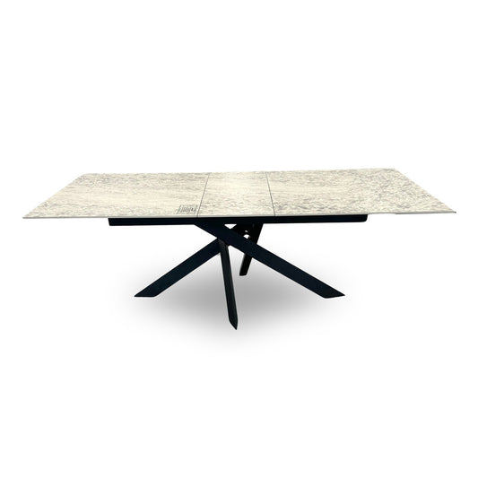 ‘Warrior’ Crystal White Sintered Stone Extending Dining Table