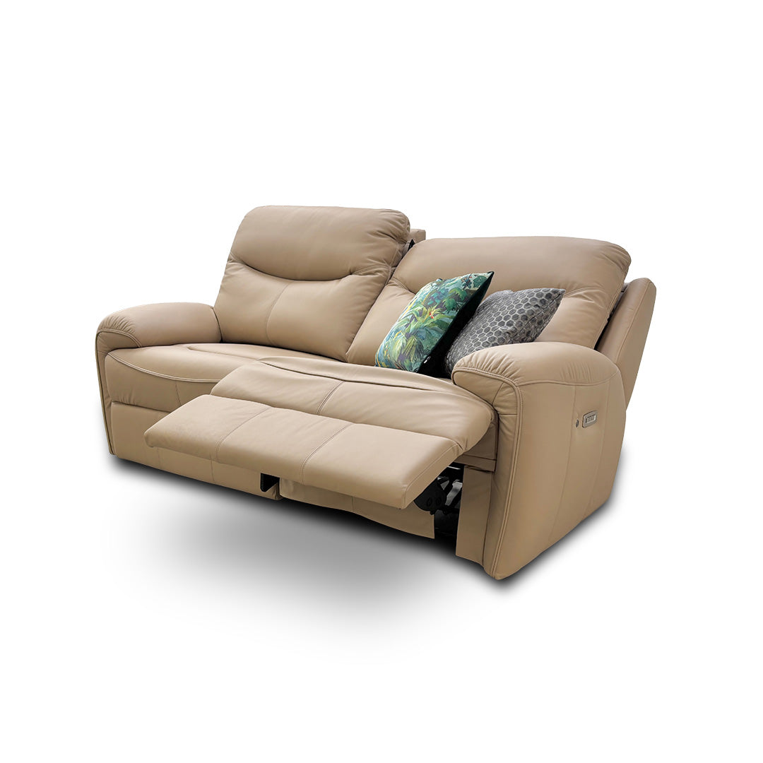 G Plan 'Amesbury' L845 Cambridge Putty Leather 3 Seater Power Recliner Sofa with Power Headrest, Power Lumbar and Heated Seats