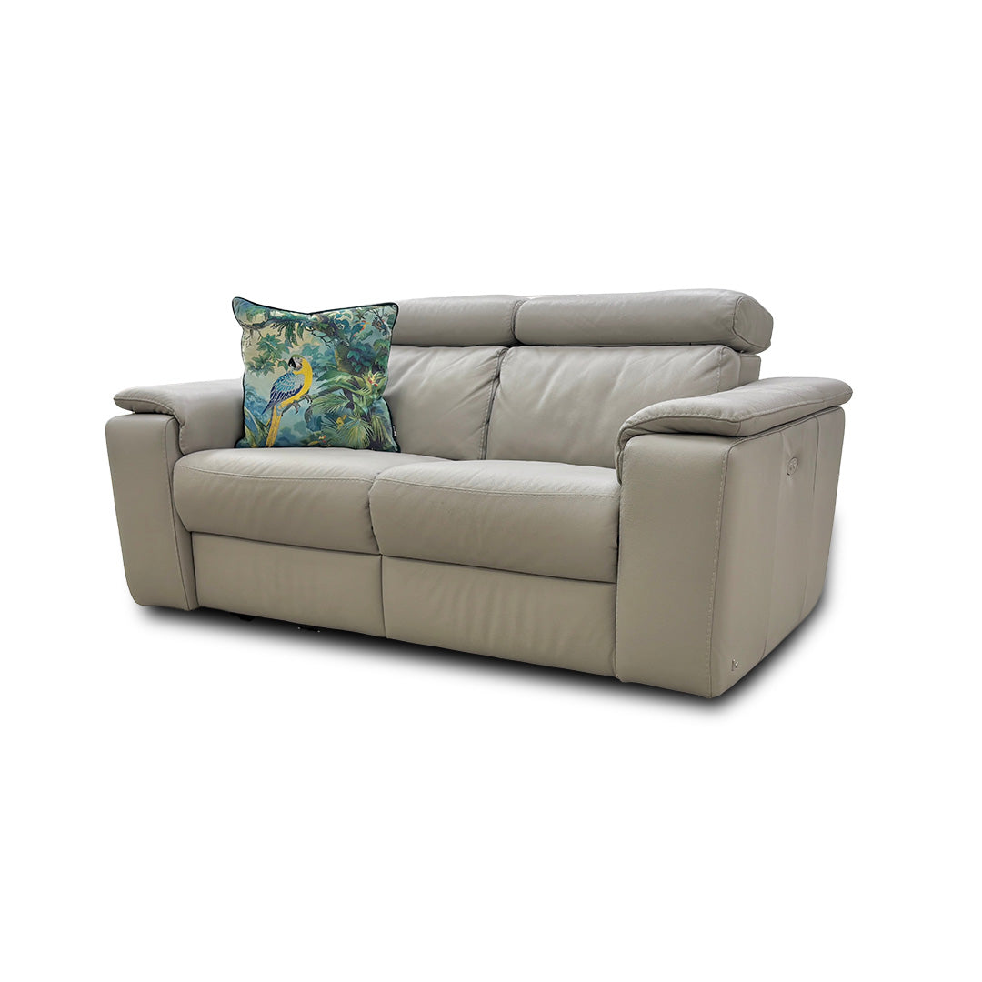 Nicoletti 'Davide' 328 Torello Tortora Leather 2 Seater Power Recliner Sofa