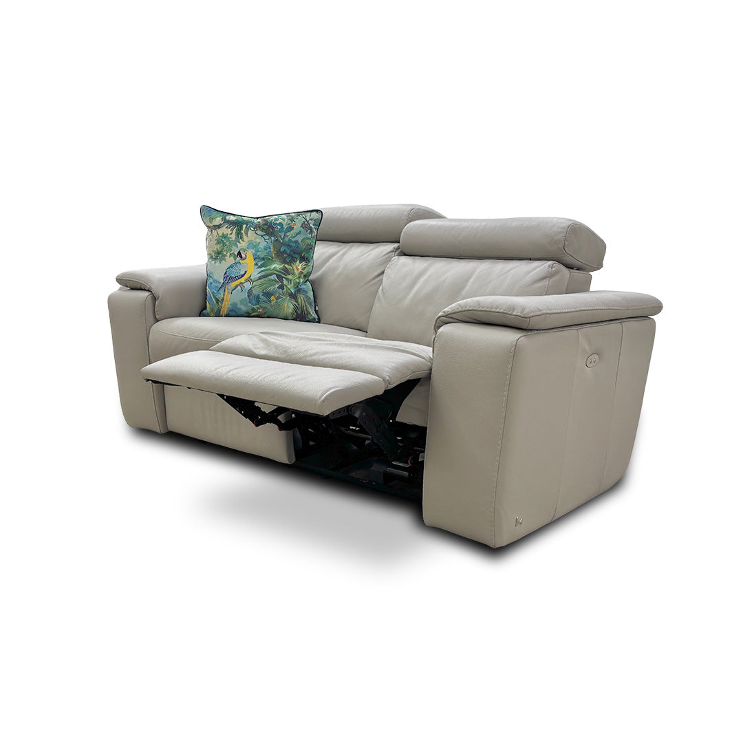 Nicoletti 'Davide' 328 Torello Tortora Leather 2 Seater Power Recliner Sofa