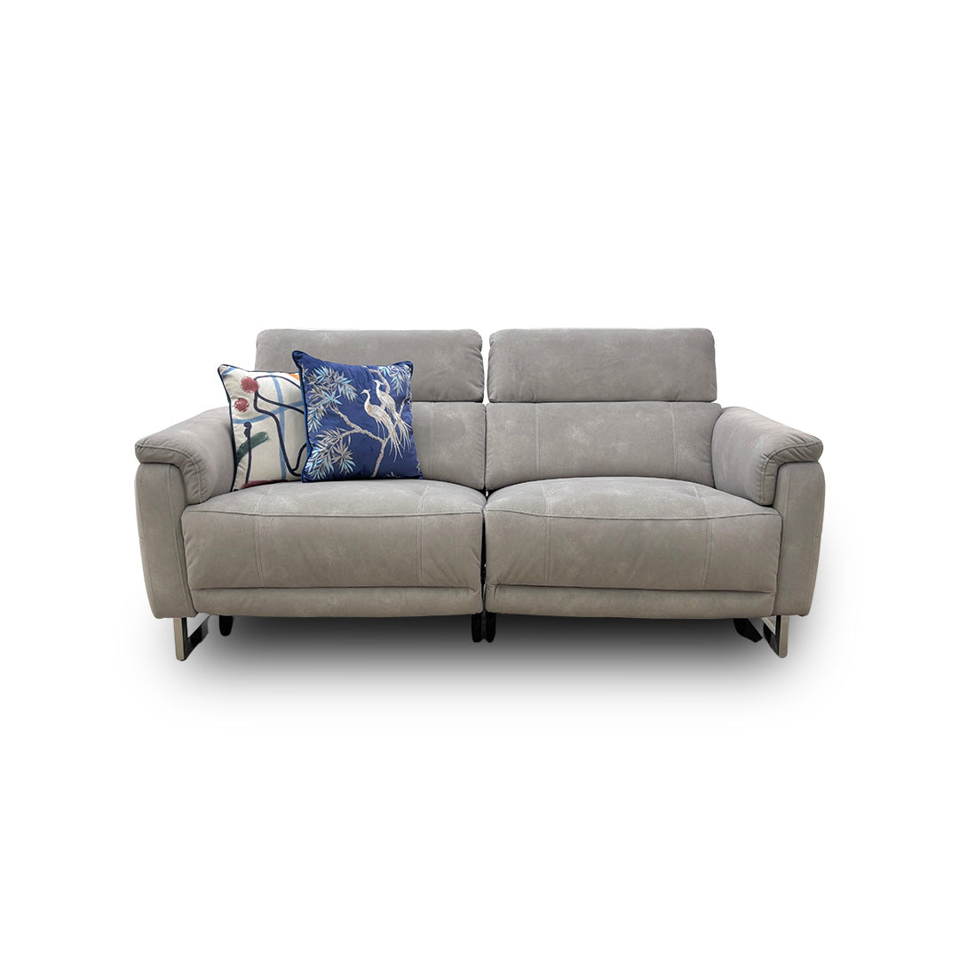 'Moet' 43502 Dexter Stone Velvet 3 Seater Power Recliner Sofa with Power Headrest