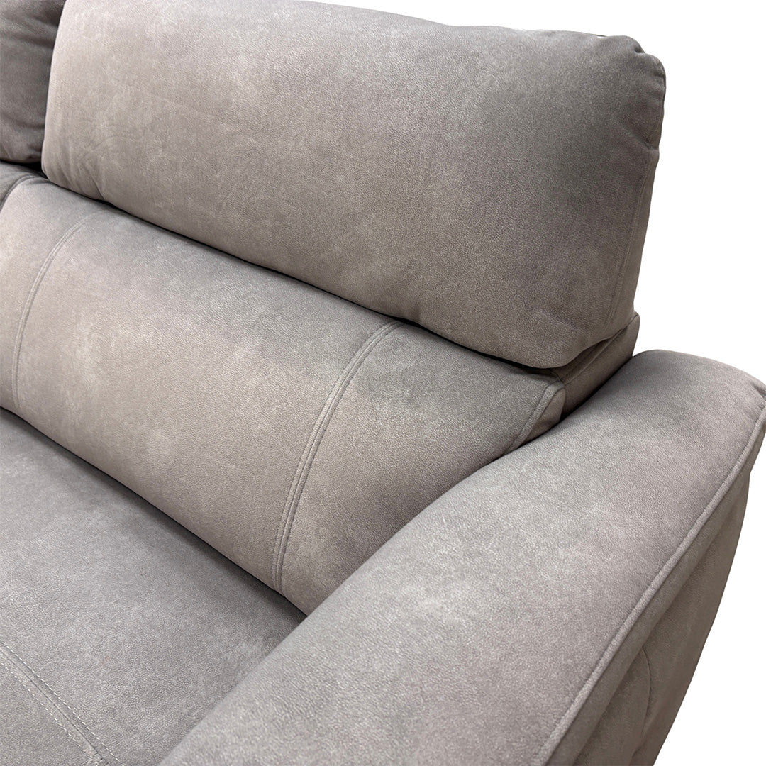 'Moet' 43502 Dexter Stone Velvet 3 Seater Power Recliner Sofa with Power Headrest
