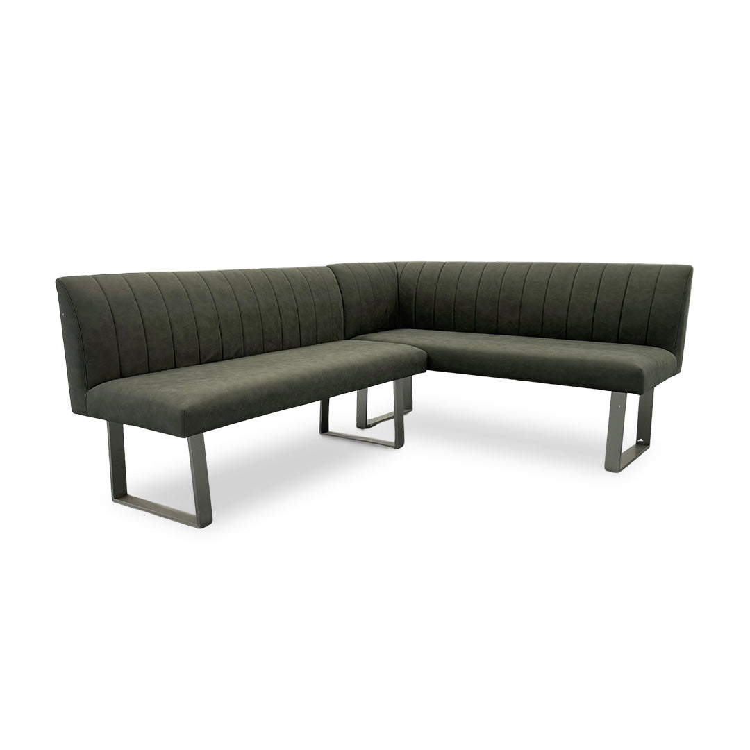 ‘Grigio’ Grey Faux Leather Right-Hand Facing Corner Dining Bench