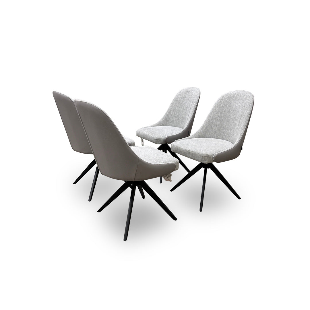 ‘Jose’ Stone Fabric Set of 4 Swivel Dining Chairs