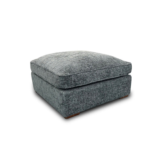 ‘Emilia’ Navy Chenille Fabric Large Footstool