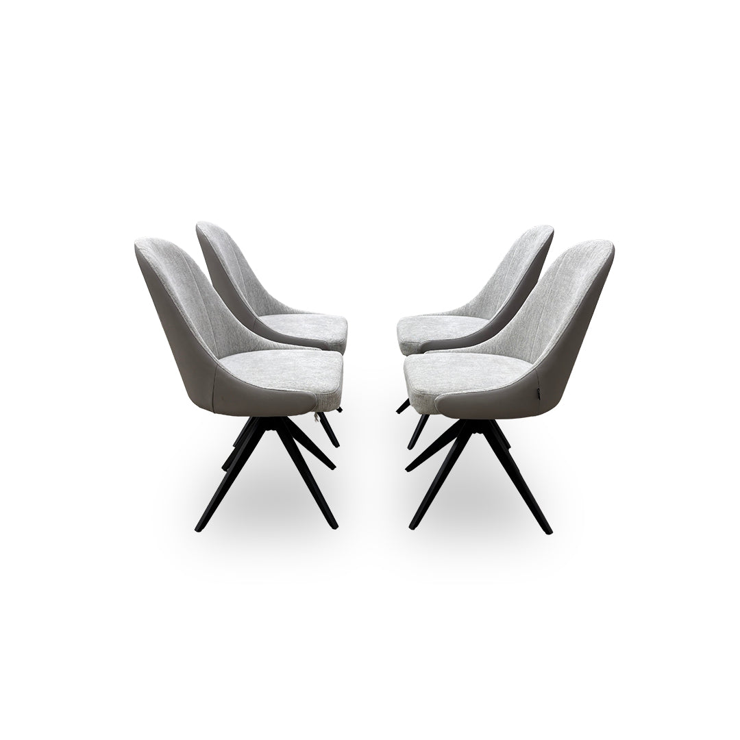 ‘Jose’ Stone Fabric Set of 4 Swivel Dining Chairs