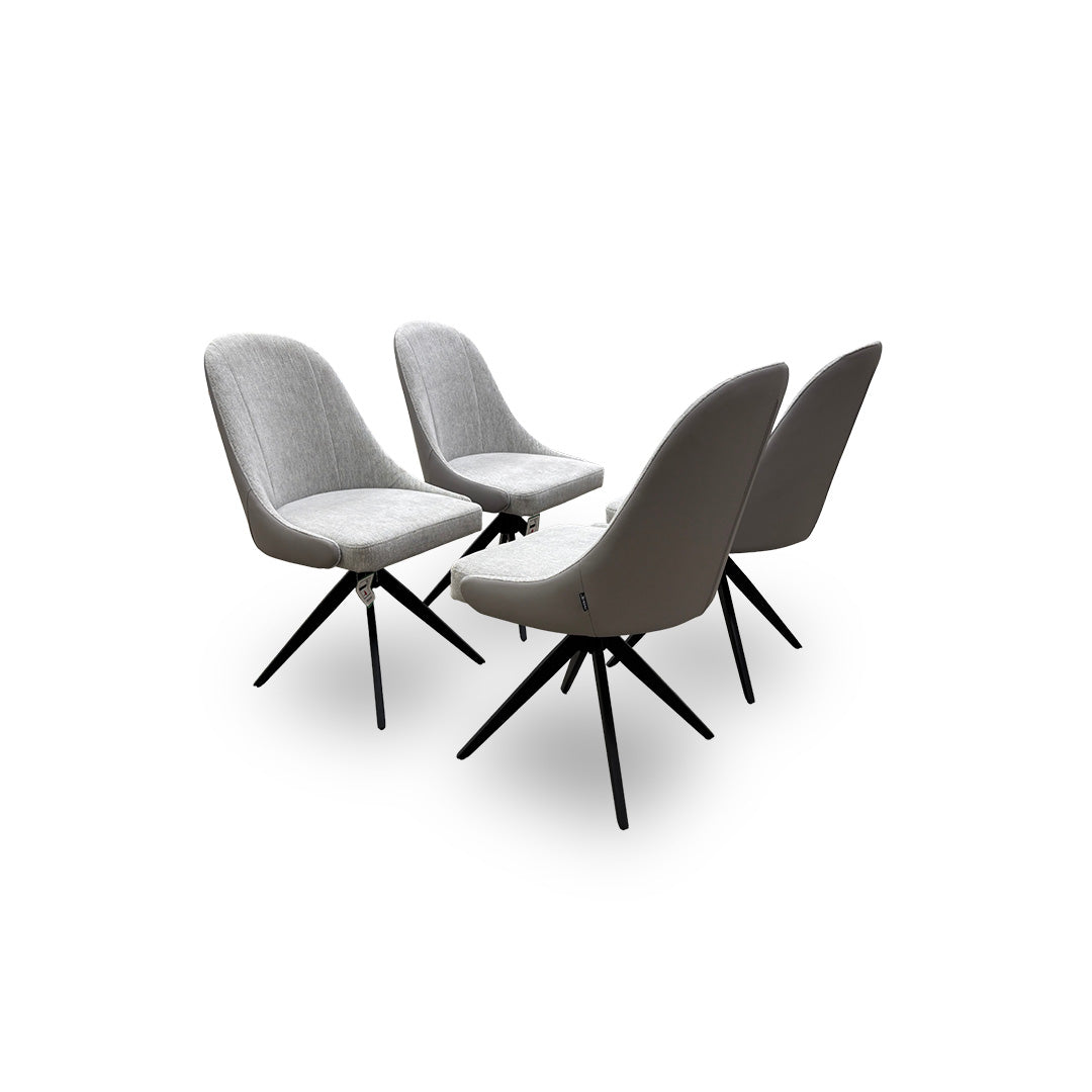‘Jose’ Stone Fabric Set of 4 Swivel Dining Chairs