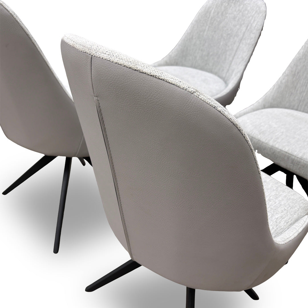 ‘Jose’ Stone Fabric Set of 4 Swivel Dining Chairs