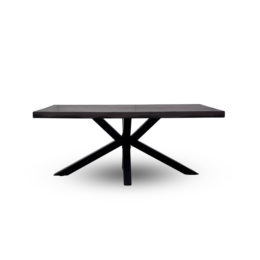Bodahl ‘Njord’ 02 Smoked Raw Edge Dining Table with Metal Star Base 180cm