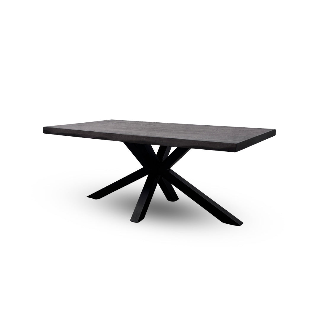 Bodahl ‘Njord’ 02 Smoked Raw Edge Dining Table with Metal Star Base 180cm