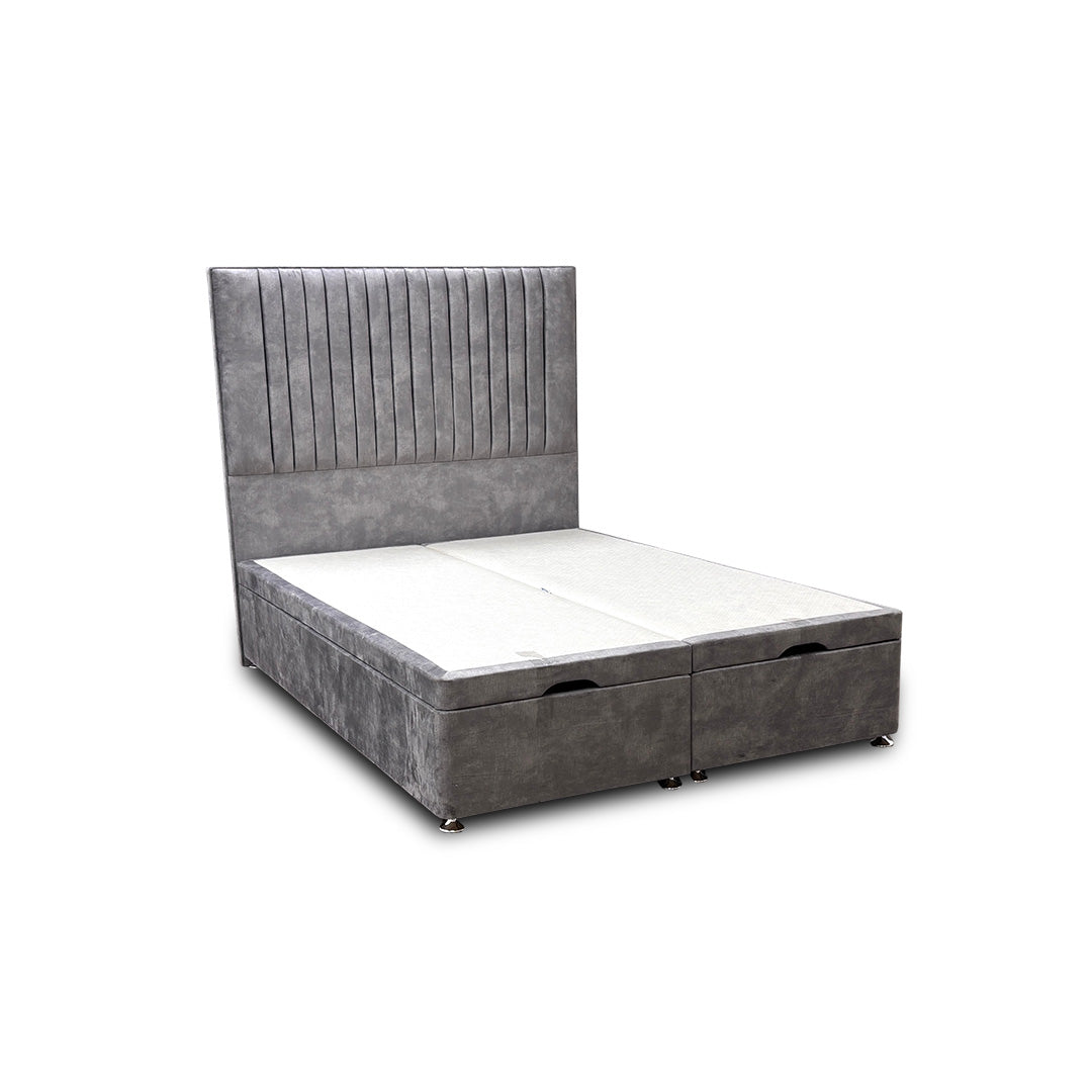 Sleep Story Lace Dolphin Floor Standing Headboard with End Lift Ottoman - Double