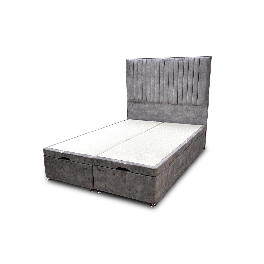 Sleep Story Lace Dolphin Floor Standing Headboard with End Lift Ottoman - Double