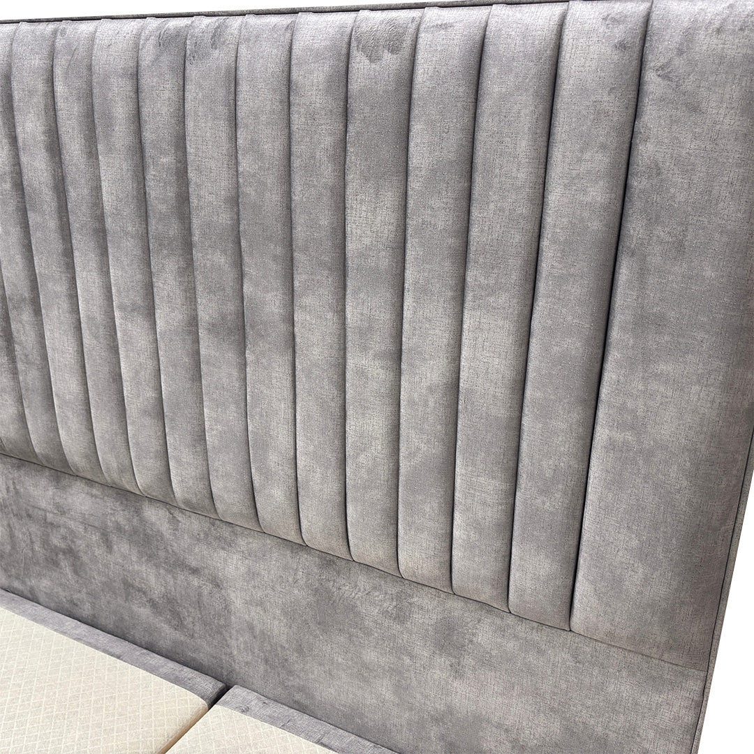 Sleep Story Lace Dolphin Floor Standing Headboard with End Lift Ottoman - Double