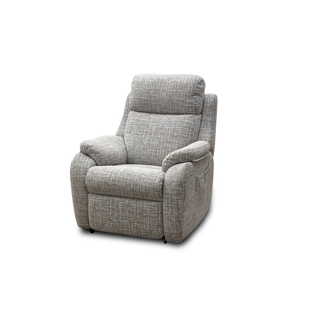 Side profile view of the G Plan Kingsbury Small Chair, emphasizing its compact 88 cm width and integrated padded arms for comfort.