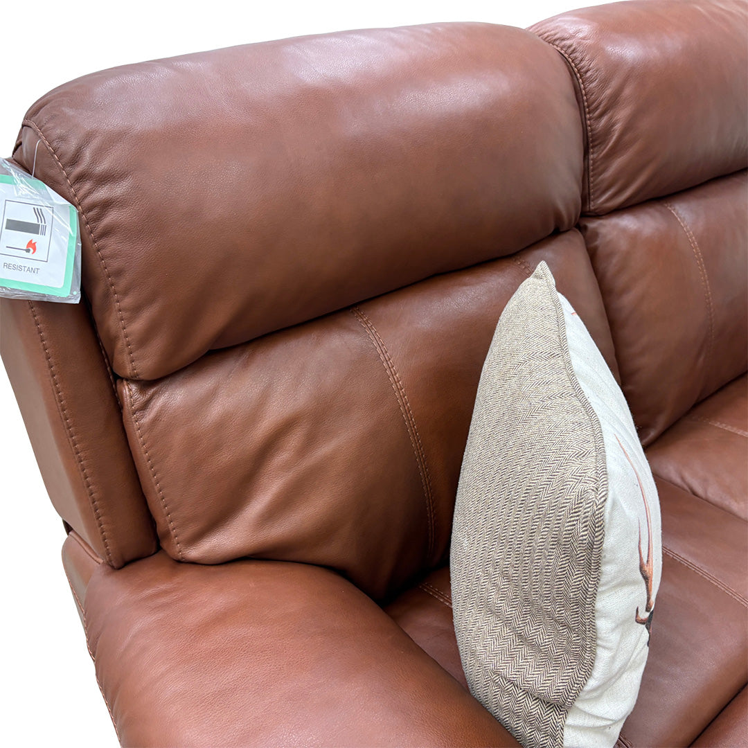 World of Leather 'Moreno' Sk-297e Cumin Leather Power Recliner 2 Seater Sofa