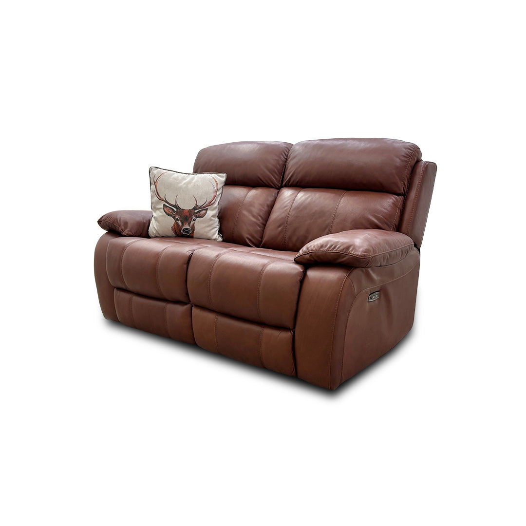 World of Leather 'Moreno' Sk-297e Cumin Leather Power Recliner 2 Seater Sofa
