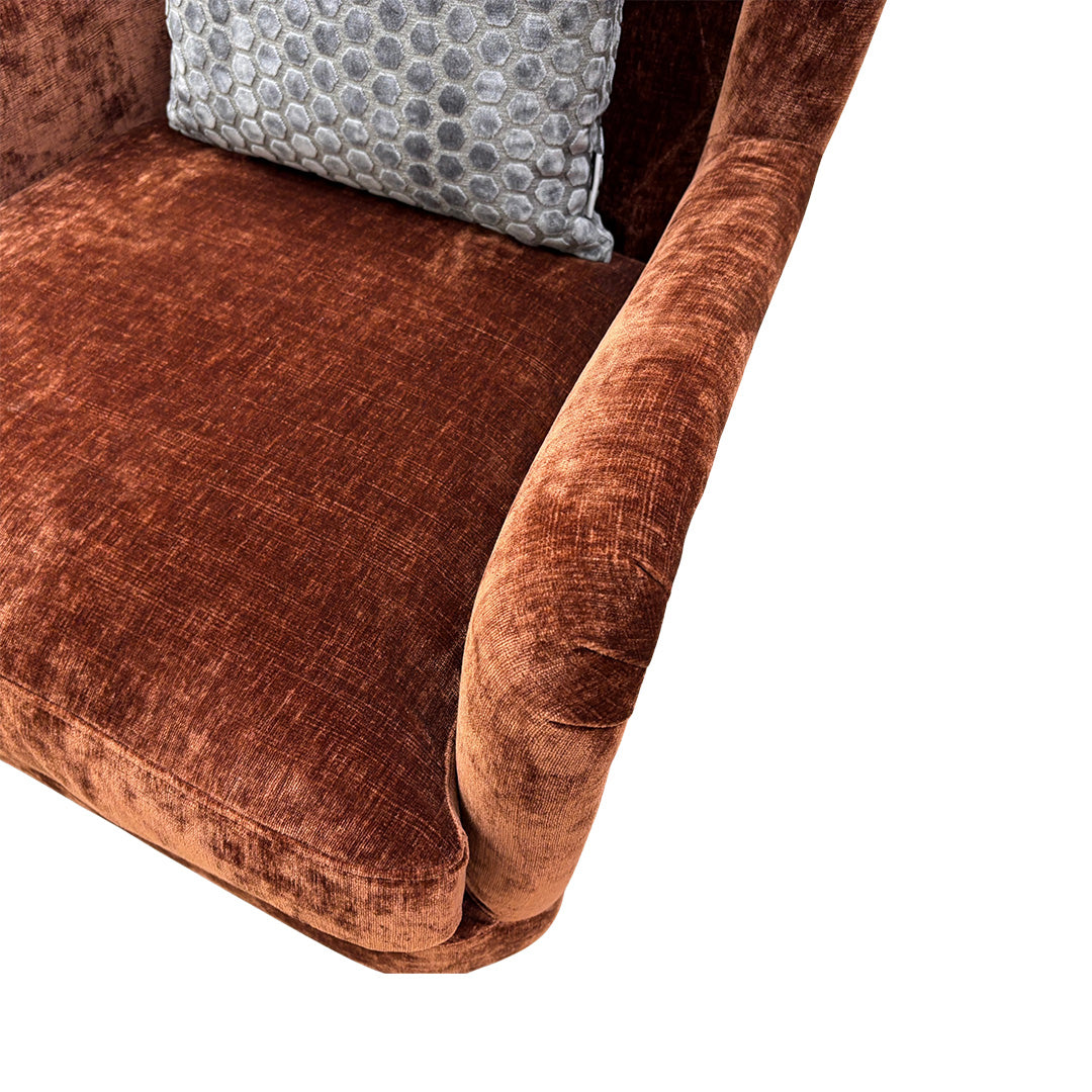 'Kensington' Luxury Chenille Rust All Over Wing Chair