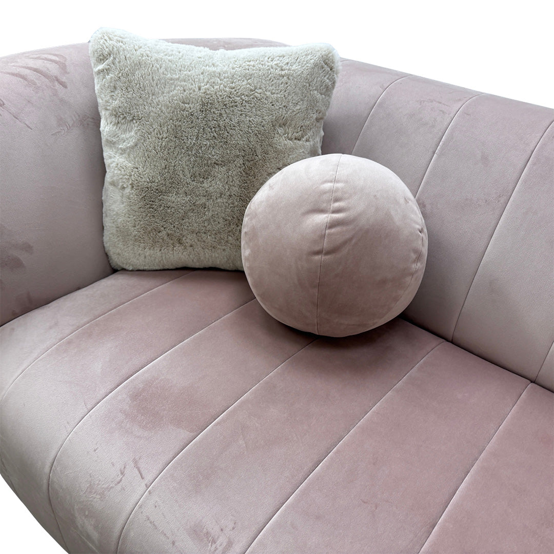 'Fitzrovia' Matt Velvet Blush Mix With Trim 3 Seater Sofa + Swivel Accent Chair + Footstool