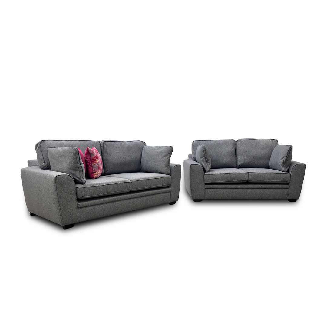 'Chalfont' Charcoal Tight Weave Fabric 3 + 2 Seater Sofa Set