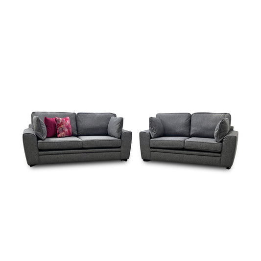 'Chalfont' Charcoal Tight Weave Fabric 3 + 2 Seater Sofa Set
