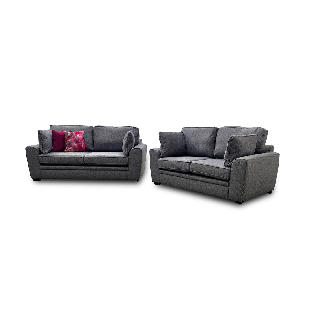 'Chalfont' Charcoal Tight Weave Fabric 3 + 2 Seater Sofa Set