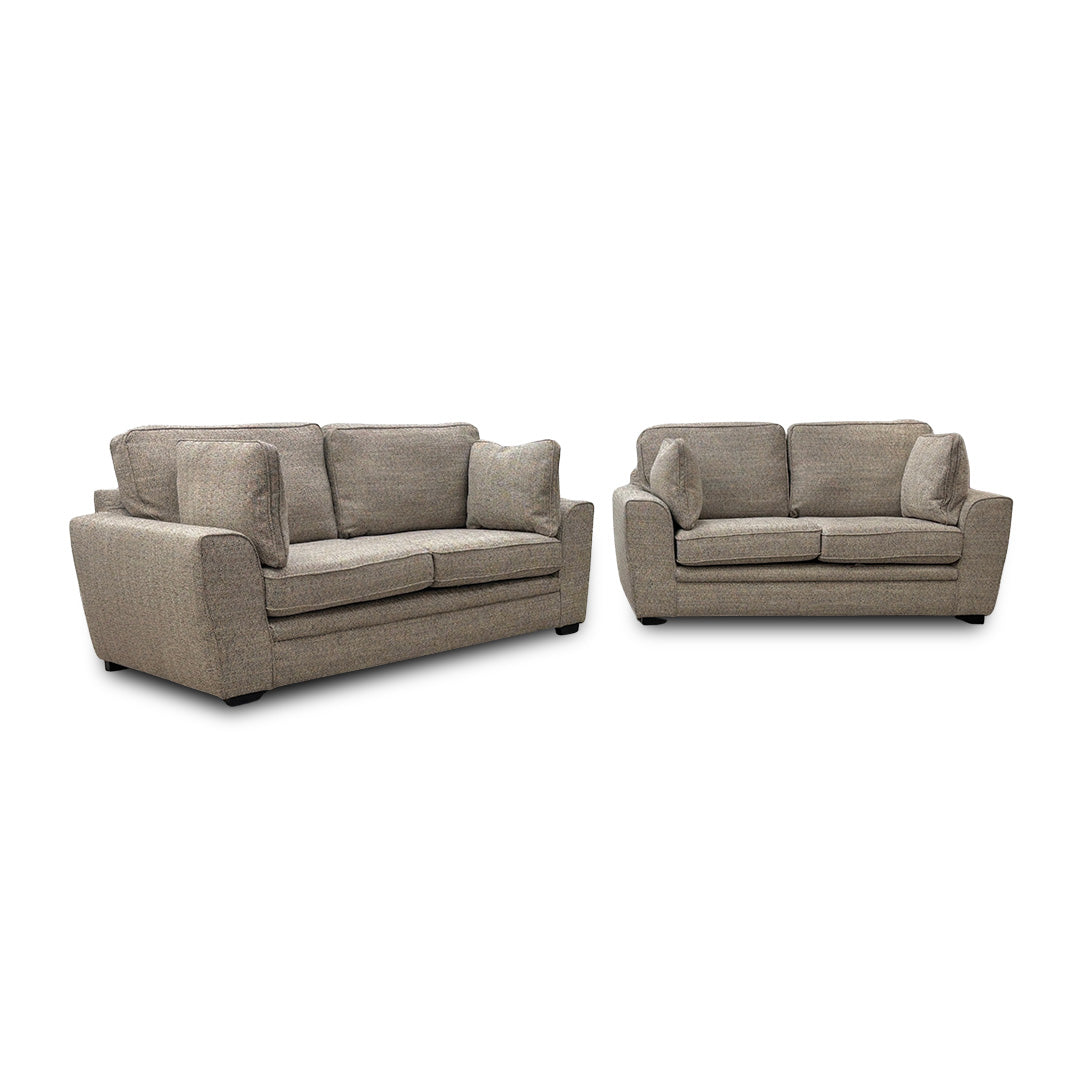 'Chalfont' Stone Woven Fabric 3 + 2 Seater Sofa Set