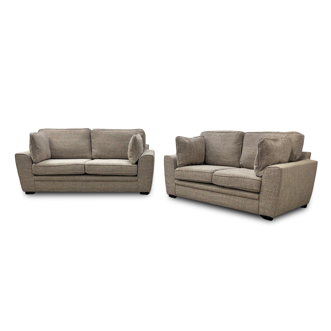 'Chalfont' Stone Woven Fabric 3 + 2 Seater Sofa Set