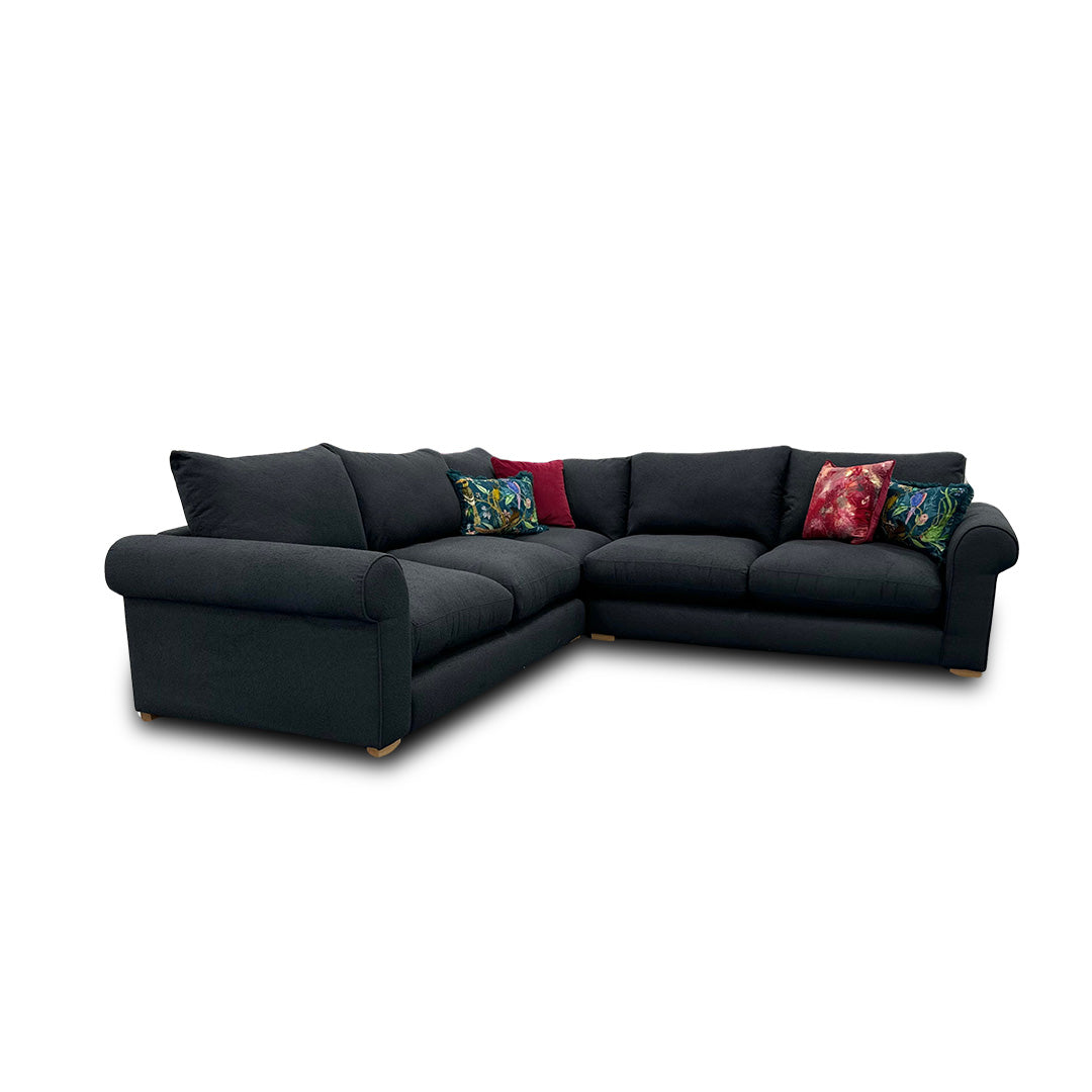 ‘Hugh’ Navy Calix Boucle 2 Corner 2 Sofa