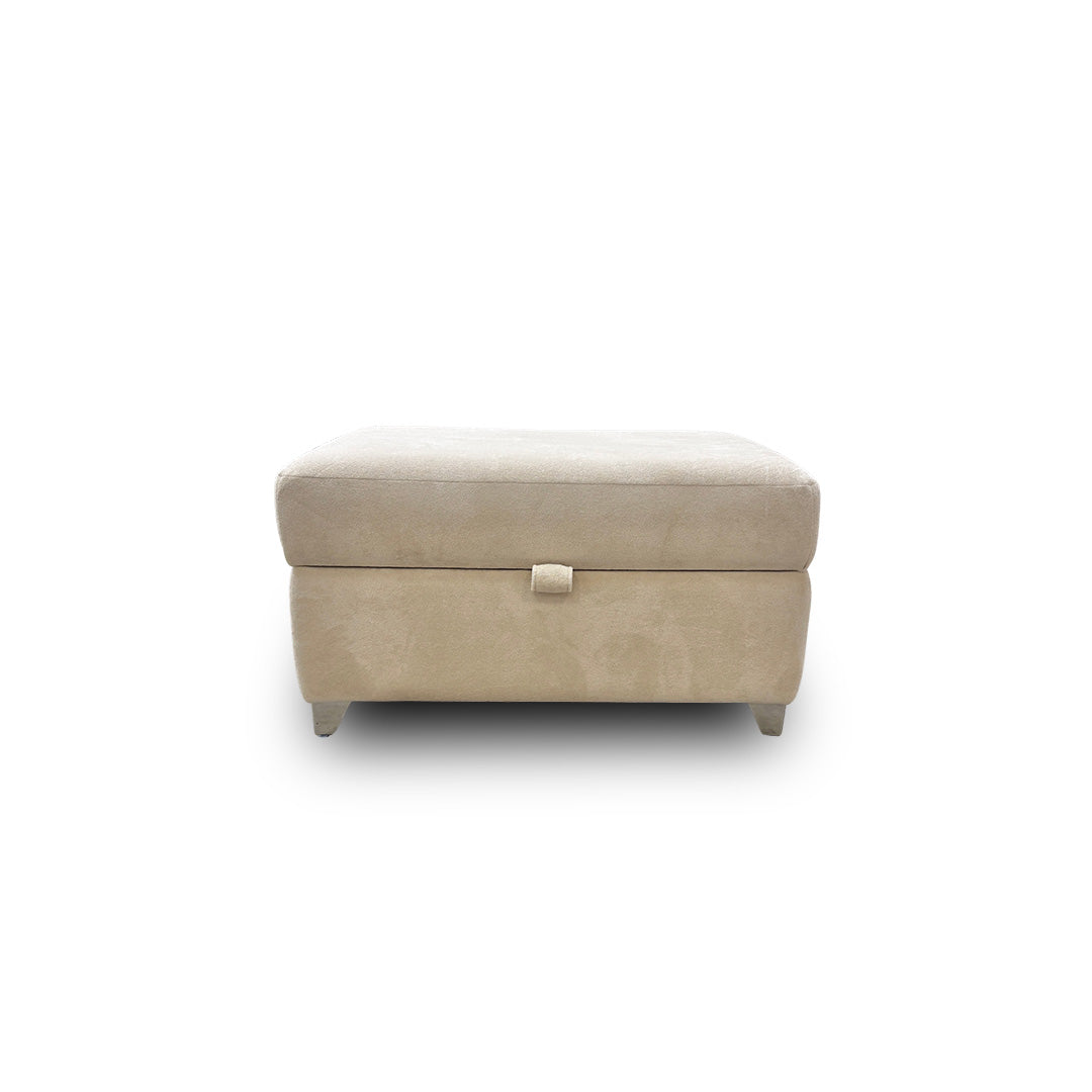 'Luella' Soft Sherpa Natural Mix Oslo Cream Large Storage Footstool