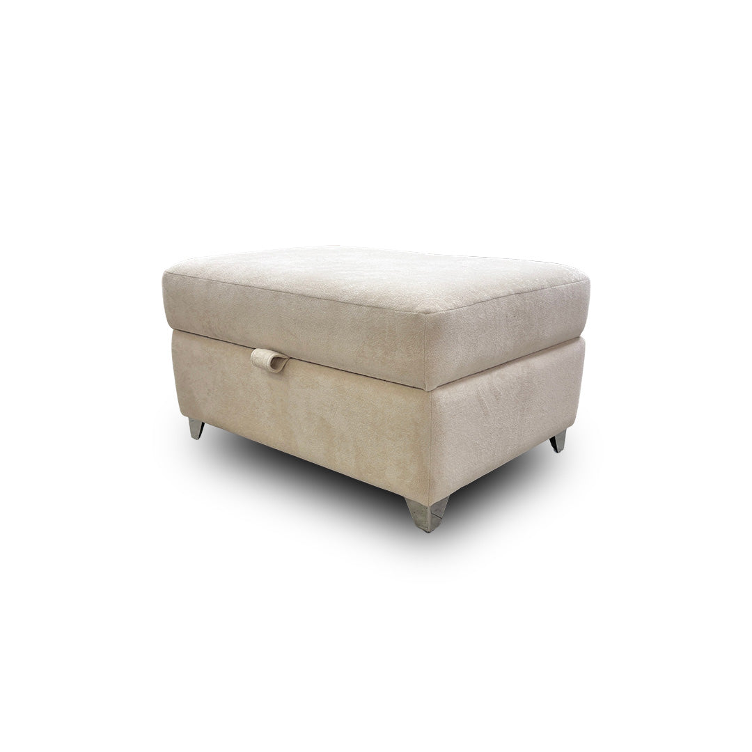'Luella' Soft Sherpa Natural Mix Oslo Cream Large Storage Footstool