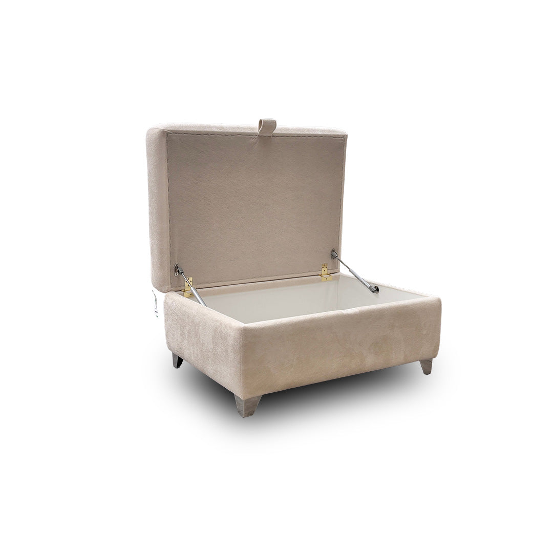 'Luella' Soft Sherpa Natural Mix Oslo Cream Large Storage Footstool