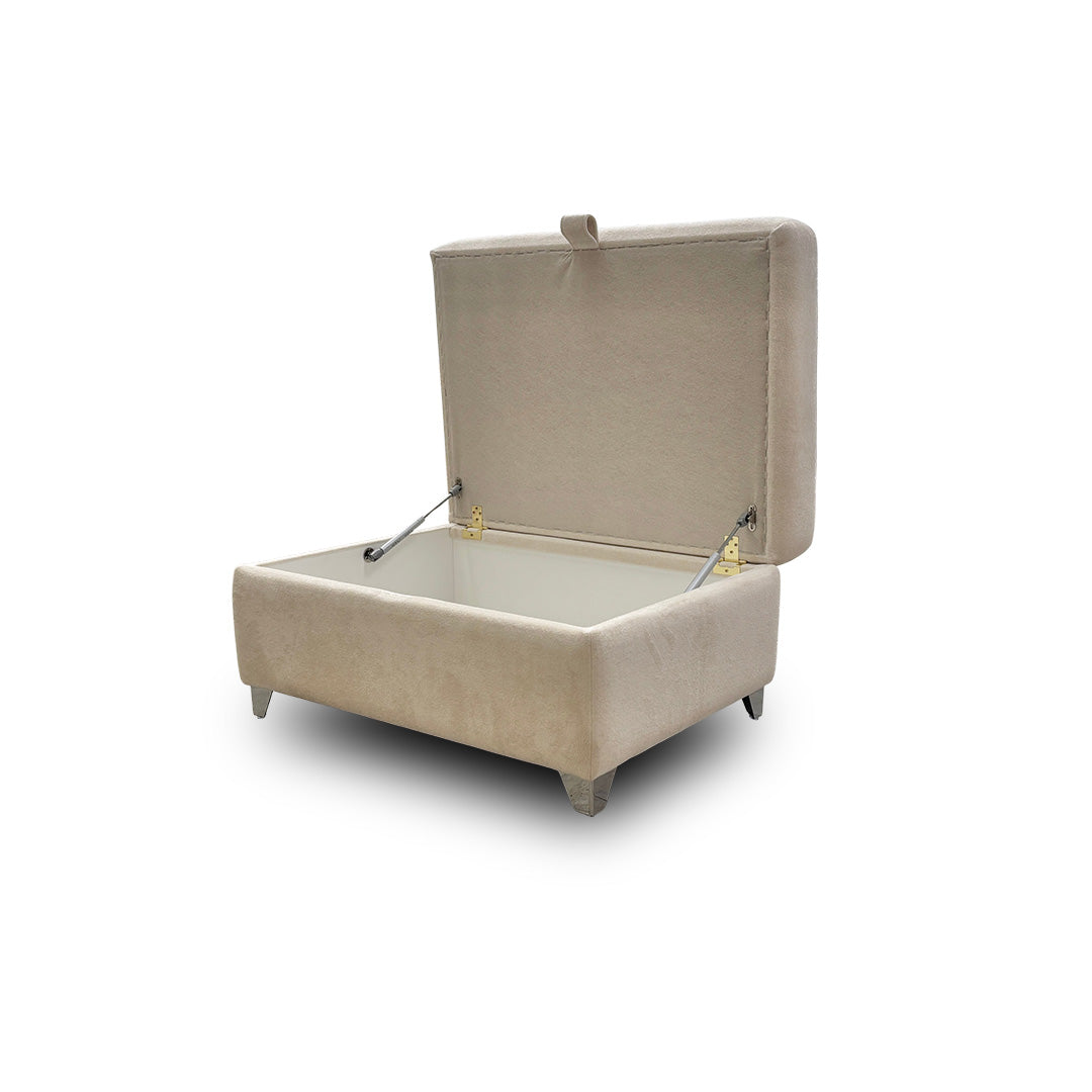 'Luella' Soft Sherpa Natural Mix Oslo Cream Large Storage Footstool