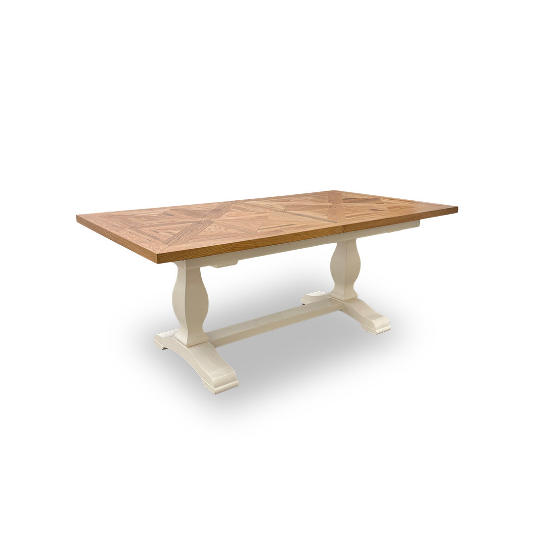 'Pattern' Solid Beech Farmhouse Fixed Parquet Dining Table