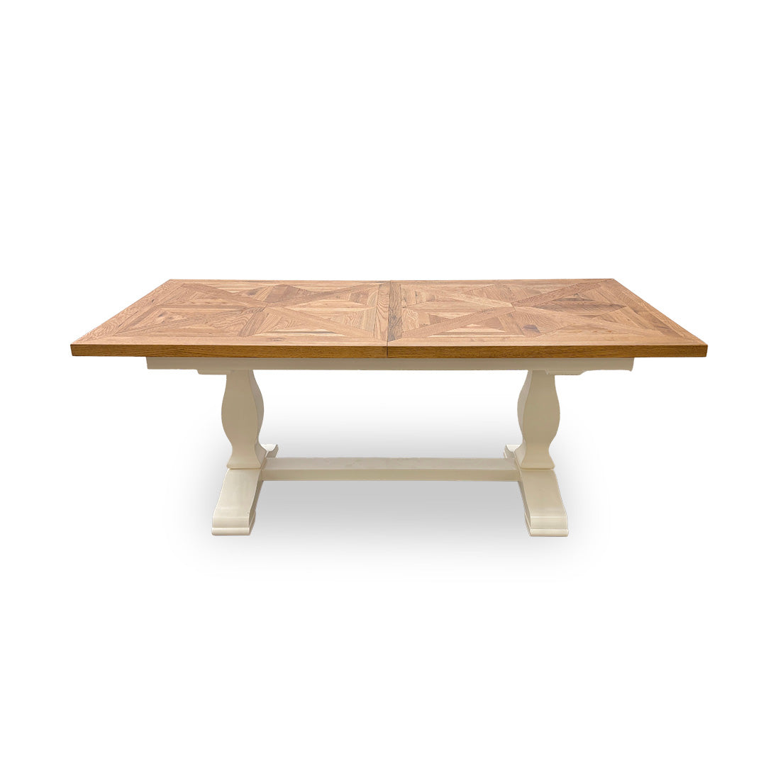 'Pattern' Solid Beech Farmhouse Fixed Parquet Dining Table