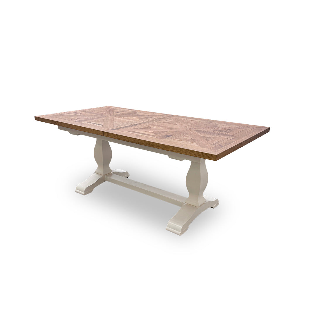 'Pattern' Solid Beech Farmhouse Fixed Parquet Dining Table