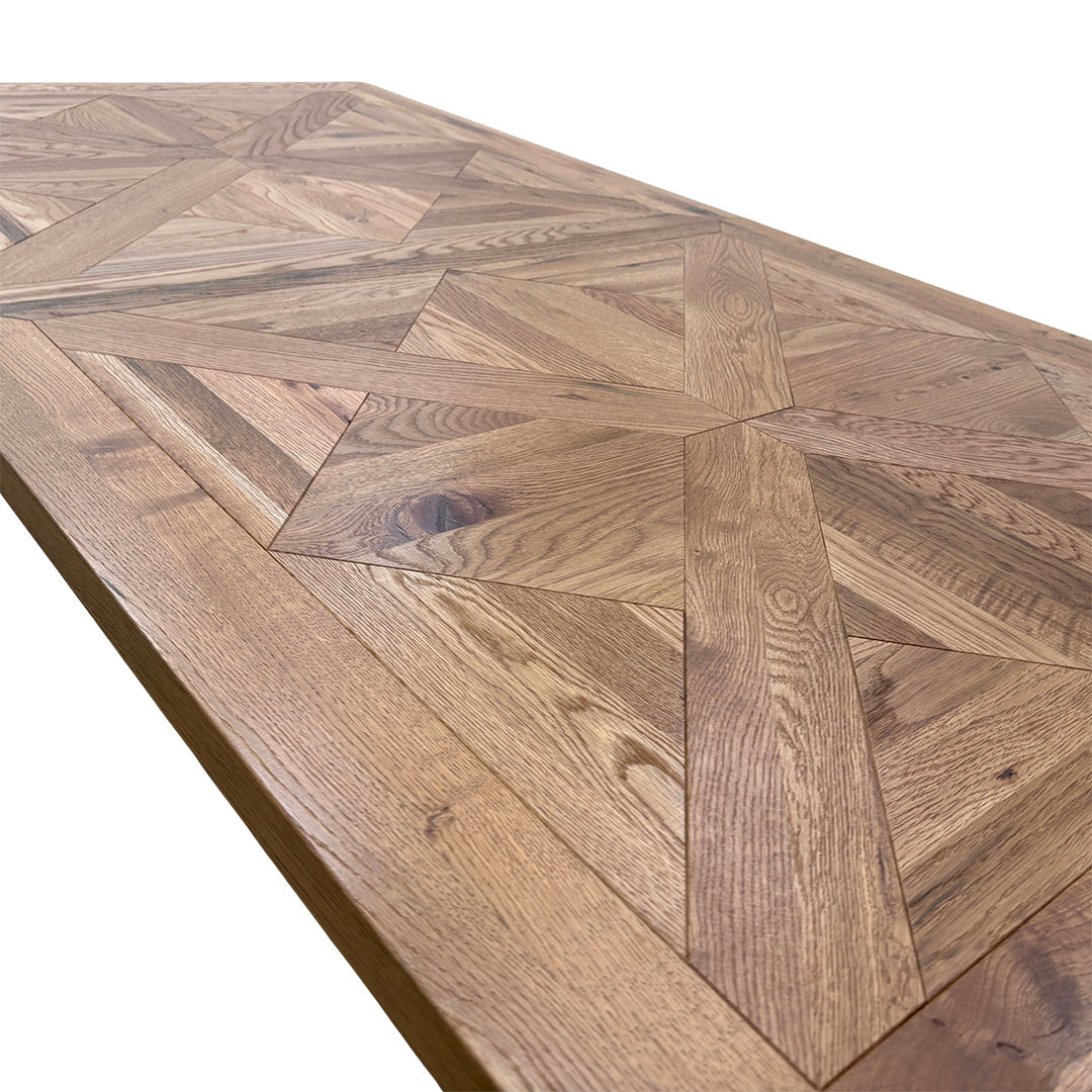 'Pattern' Solid Beech Farmhouse Fixed Parquet Dining Table