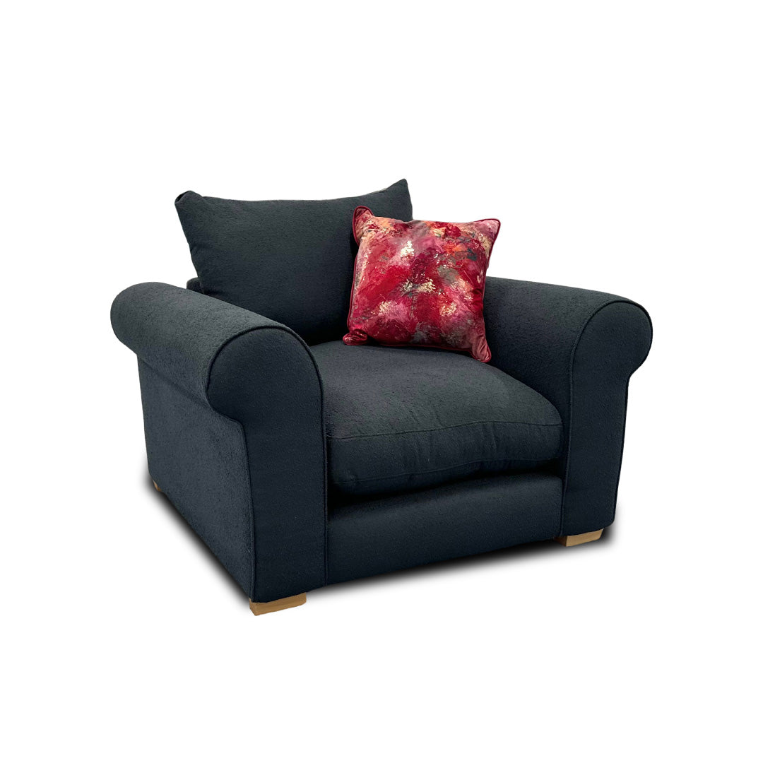 ‘Hugh' Navy Calix Boucle Armchair
